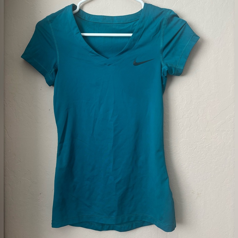 Nike Women's Teal V-Neck Performance Tee